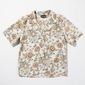 Vintage 80s Floral Blouse / Cottagecore Button Down Shirt